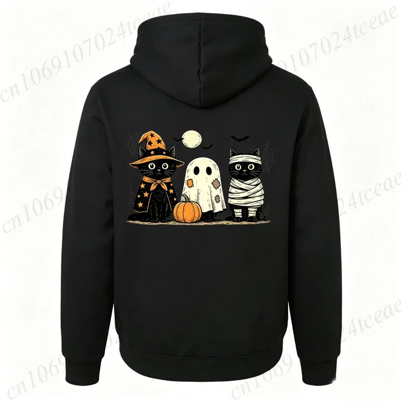 Black Cat Pumpkin Hoodies Ghots Gothic Fall Cat Sweatshirts Sweatshirts Halloween Spooky Season Tracksuits Halloween Party Gift