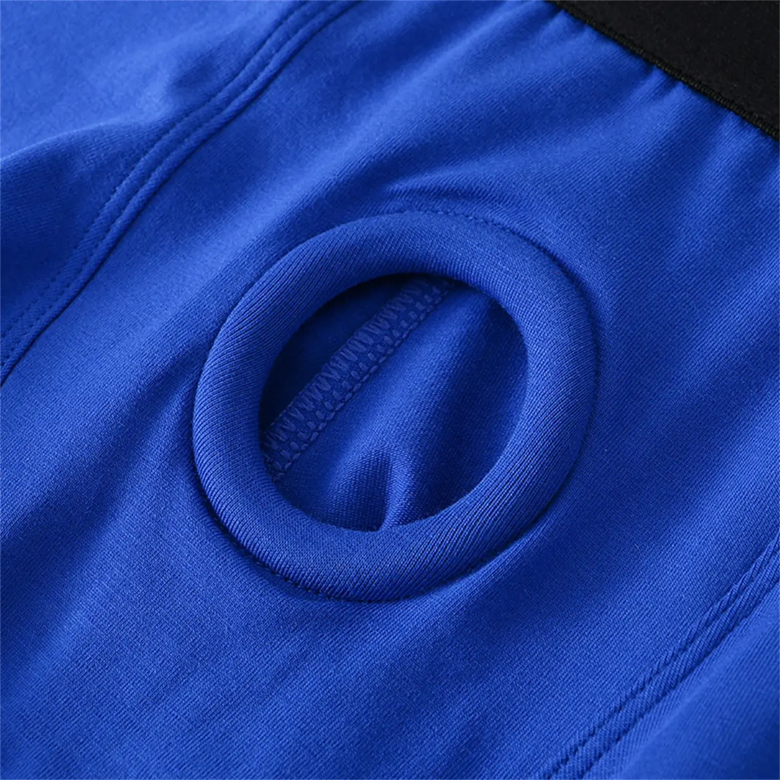 남자 복서 전면 구멍 주머니 속옷 실리콘 Cockring 섹시한 Boxershorts 넓은 허리띠 코튼 속옷 속이 빈 란제리