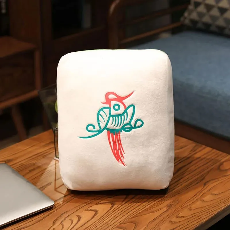 ใหม่ 1 PC Creative Mahjong หมอนจีน Plush ของเล่นรถเก้าอี้พนักพิง Mahjong ลูกเต๋าตลก Nap หมอนโซฟา Home Decor ของขวัญ