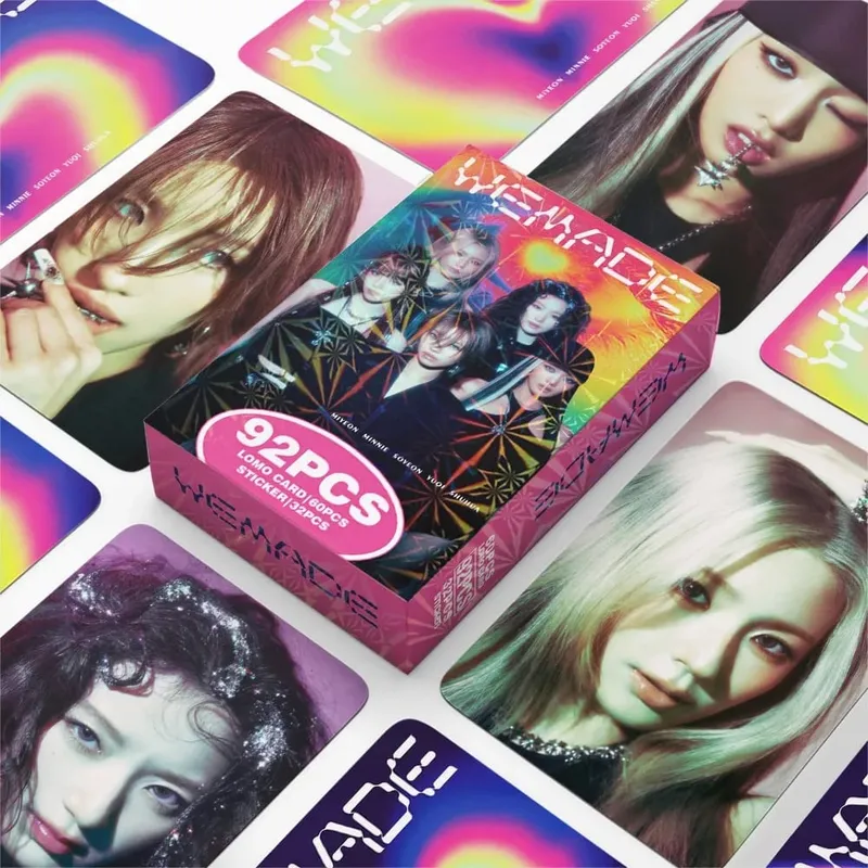 92PCS Korean Hot Idol 2026 New Album "WE MADE" HD Lomo Cards YUQI MINNIE SOYEON MIYEON SHUHUA High Quality Small Cards Fans Gift — image 1