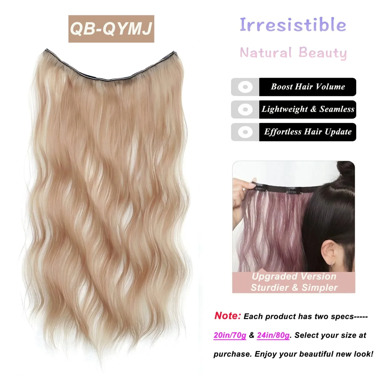 Synthetic Wavy/Straight Wigs Clip in Hair Extensions 20inches/24inches Clip On Hair Extensions for Women Hair Accessories