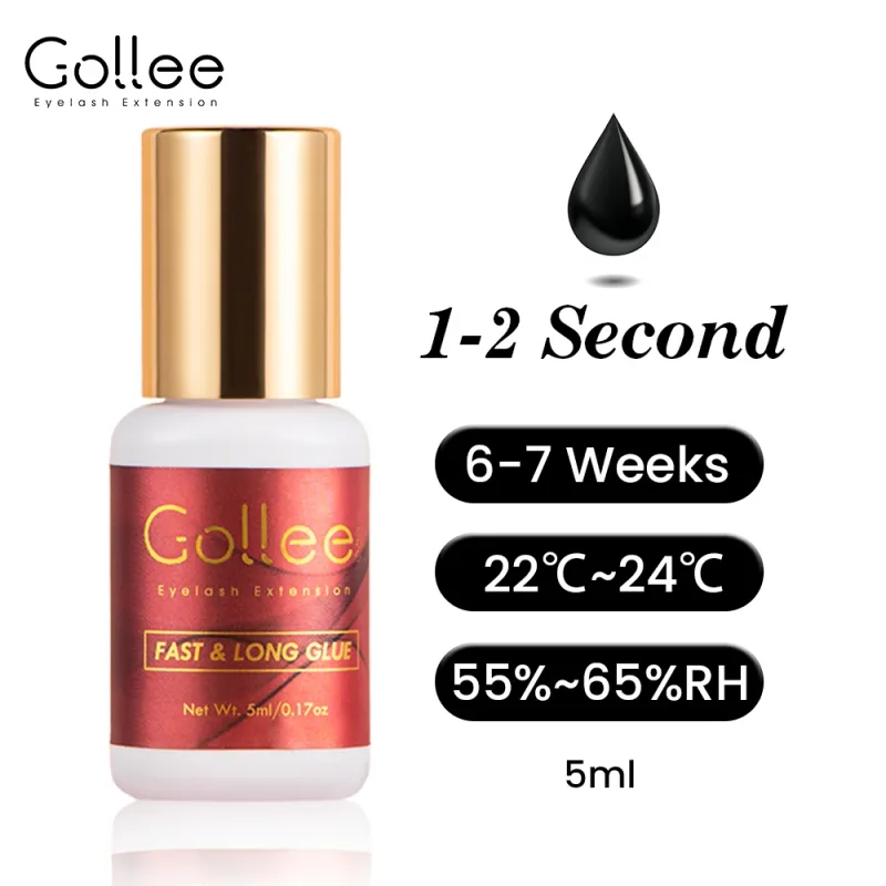 Gollee 0.5-1s Drying Eyelash Extensions Glue Latex-free Lashes Glue Professional Waterproof 6-8 Weeks Eyelash Extension Supplies