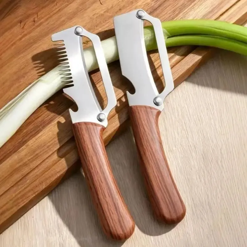 1Pc 2-in-1 3-in-1 Multifunctional Vegetable Peeler With Bottle Opener For Peeling And Slicing Fruits Shredding Scallions.