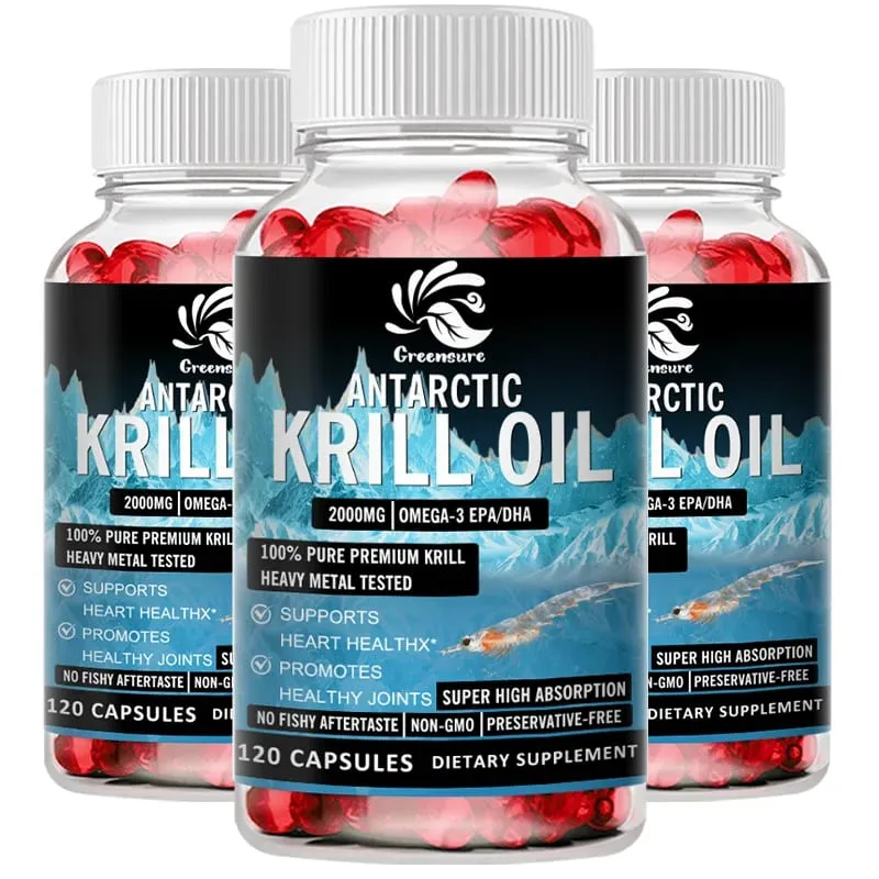 Premium Antarctic Krill Oil 2000mg – Omega-3 EPA & DHA Heart & Brain Support – 60/120 Softgels