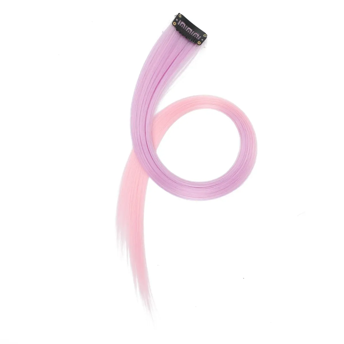 12pcs Colorful Bright Pink Hair Extensions Clip in Colored Party Highlights Extension Synthetic Hairpieces Straight for Women