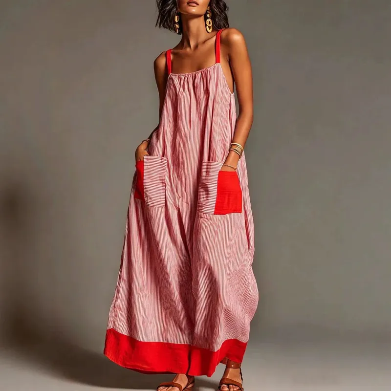 Summer New Elegant Sleeveless Striped Suspender Dress Women's Fashion Boho Casual Office Holiday Party Dresses For Women Robe — image 14