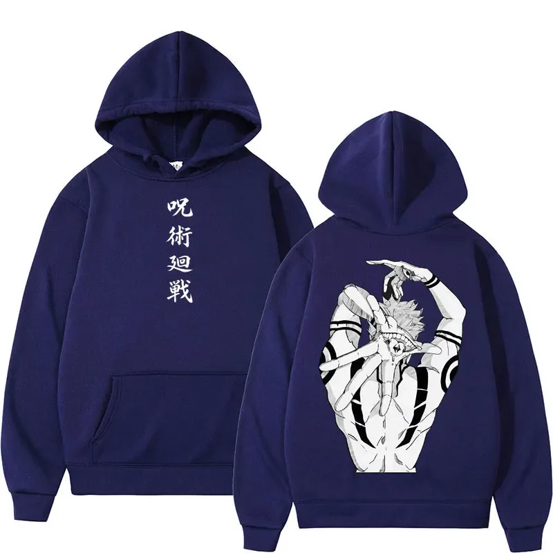 Anime Jujutsu Kaisen Sukuna Print Hoodies Harajuku Vintage Manga Men's Pullover Oversized Fleece Casual Cosplay Hoody Sweatshirt