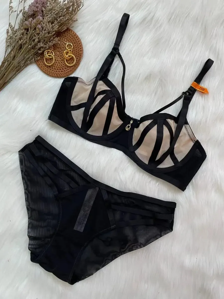 Sexy Lace Lingerie Set for Women Push Up Bra & Panty Set Sheer Mesh Underwear for Special Occasions