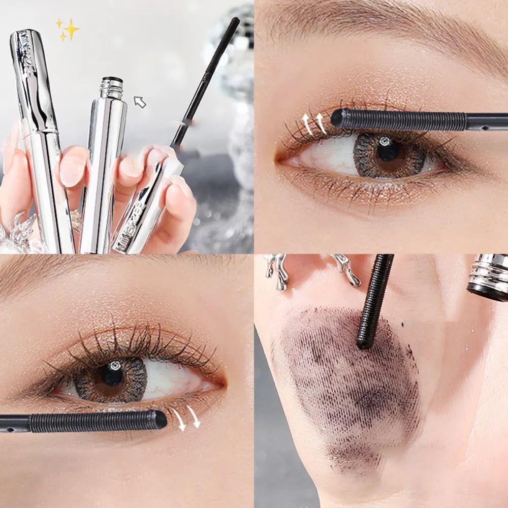 Steel Tube Mascara-Special Spiral Brush Waterproof LongLasting Silk Fiber Mascara keep Each Eyelash Curled for aLong Time Makeup