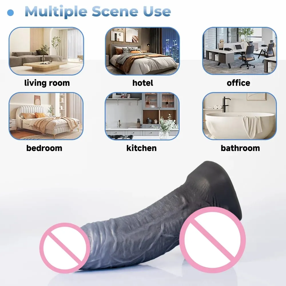 Realistic Silver Grey Titan Huge Dildo Liquid Silicone Real Penis Adult Sex Toys for Women G Spot Masturbator Strong Suction Cup