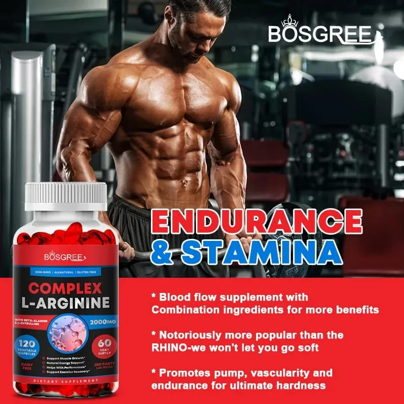 L-Arginine Supplement Helps Build Muscle& Supports Blood Flow Circulation Nutrient Delivery-Heart Health- Exercise Performance