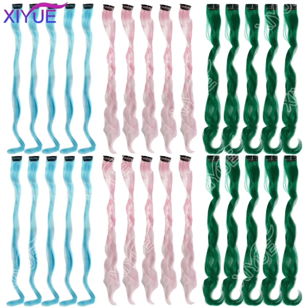 10Pcs Clip In Hair Clip In Wave Curly Hair Purple Red Wavy Hair With Clip In Hair Extension Synthetic 20inch Halloween Christmas
