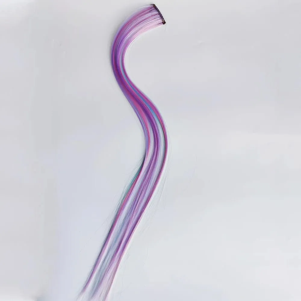 6pcs/set Unicorn Color Rainbow Clip sa One Piece Hair Extension Pink Blue Purple Mixed Color Clip sa Synthetic Hair Accessories