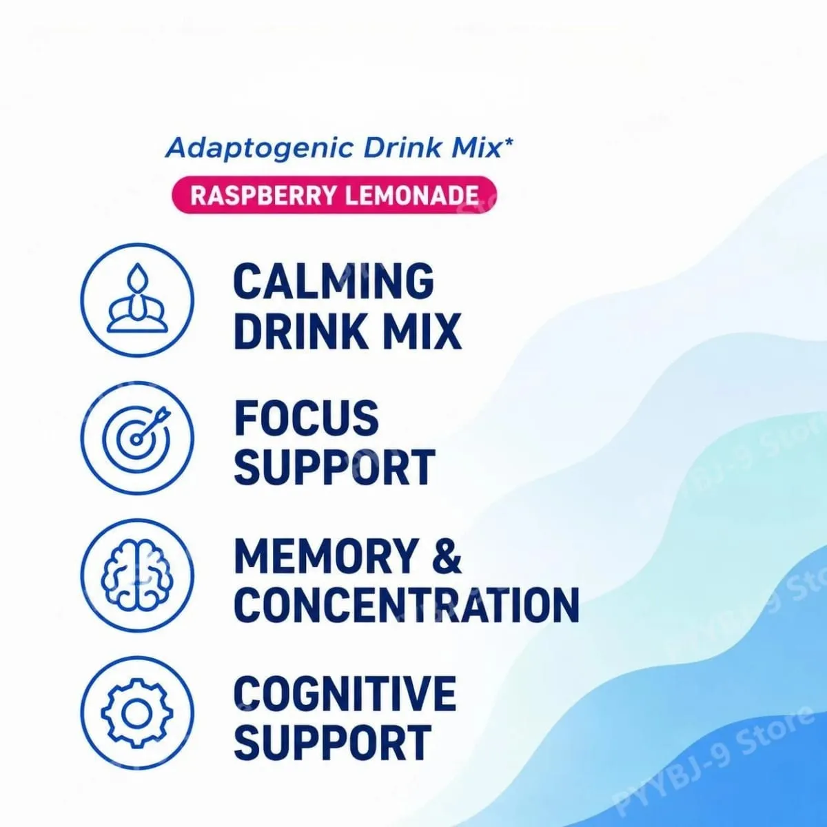 Calming Powder Drink Mix with L-Theanine Focus Memory Concentration & Cognitive Support Healthy Cortisol Balance 20 Packets