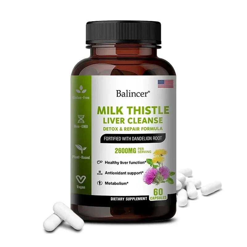 Milk Thistle with Dandelion Root-Antioxidant Liver & Kidney Health Support Supplement Vegan Non-GMO Gluten Free 120 Capsules