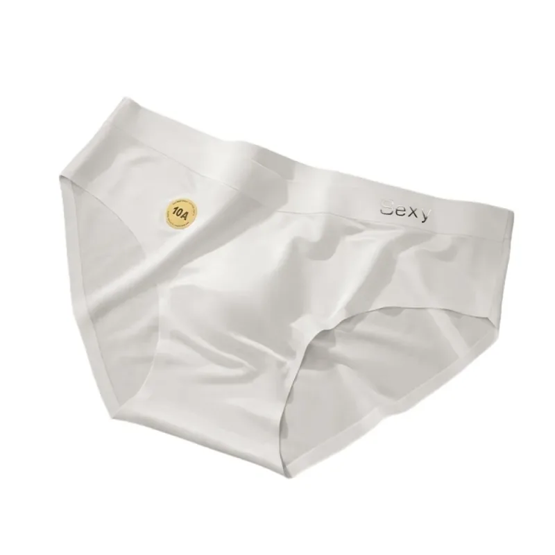 Solid Color Summer Thin Satin Briefs Men Simple Underpants Ice Silk Panties Quick Dry Breathable Seamless Underwear Men Gift