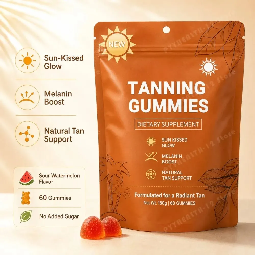 Gomitas bronceadoras para mujeres Respaldo bronceador sin sol Vegano Sin azúcar Astaxantina y licopeno sin OGM 60 unidades