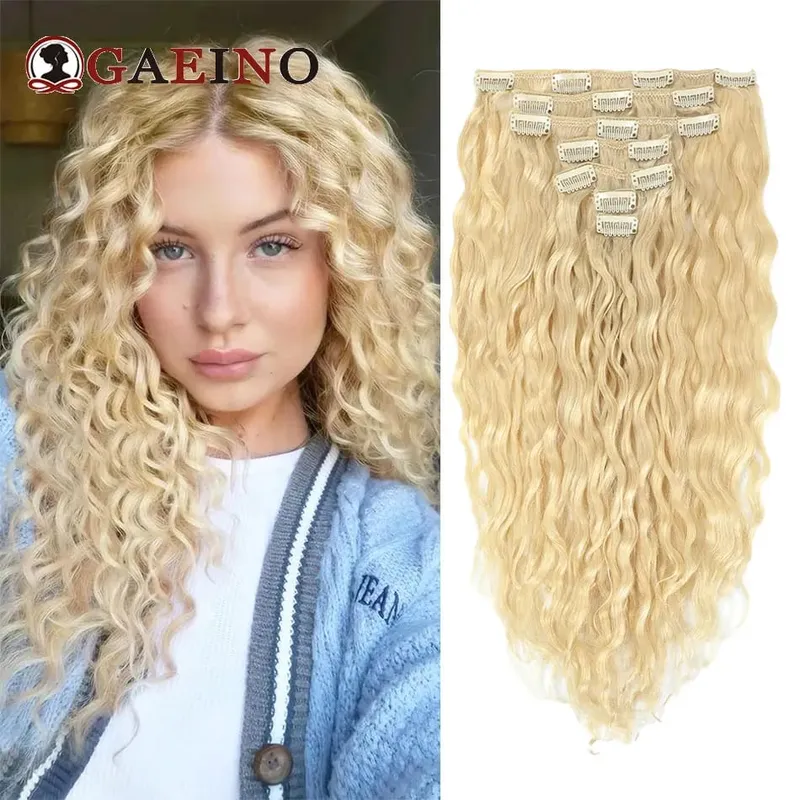 12A Grade Water Wave Clip In Hair Extensions 100% Human Hair Remy 7Pcs/Set Wet and Wavy Clip Ins Hairpieces For Women 14-24Inch