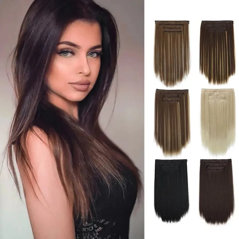 14Inch Synthetic 4Pcs/set Clips in Hair Extensions Straight Hairstyle Brown Blonde Hairpieces Heat Resistant Hair For Women