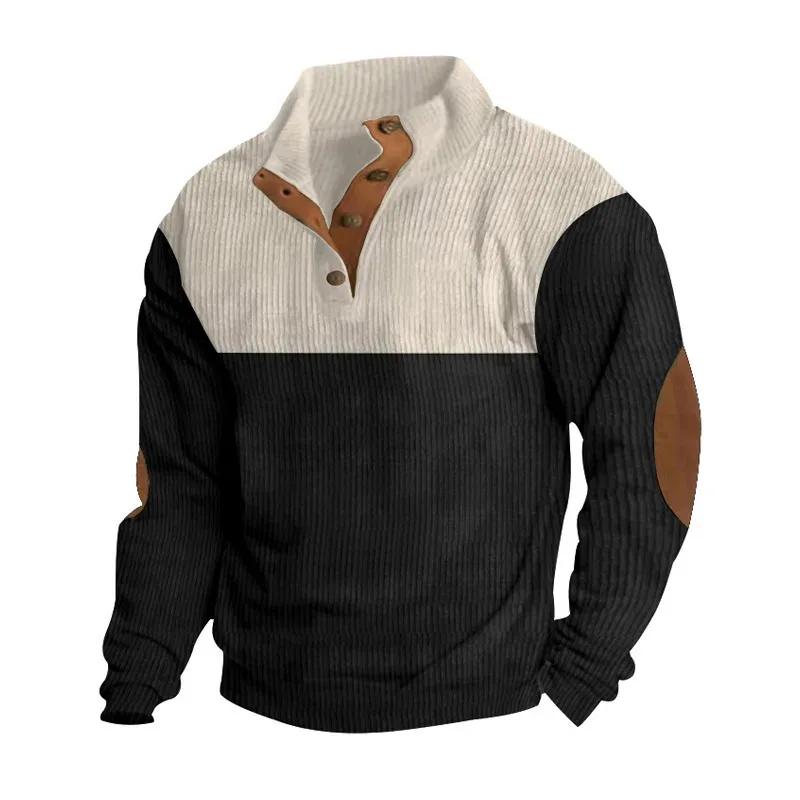 2026 Autumn Winter New Men Corduroy Stand Collar Long Sleeve Jacket Outdoor Casual Sweatshirts