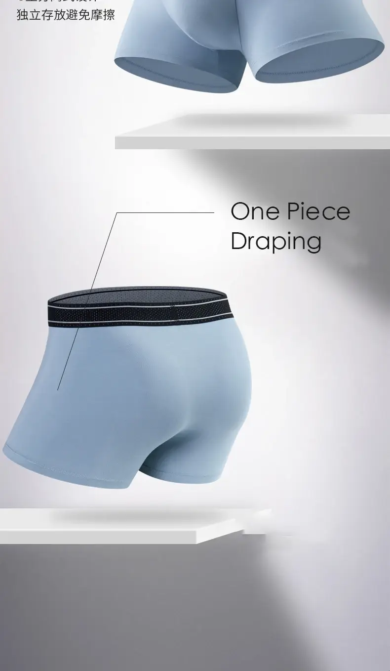 Boxer Modal pour hommes, sans couture, avec pochette à balles, culotte douce, grande taille, respirant, sous-vêtement confortable