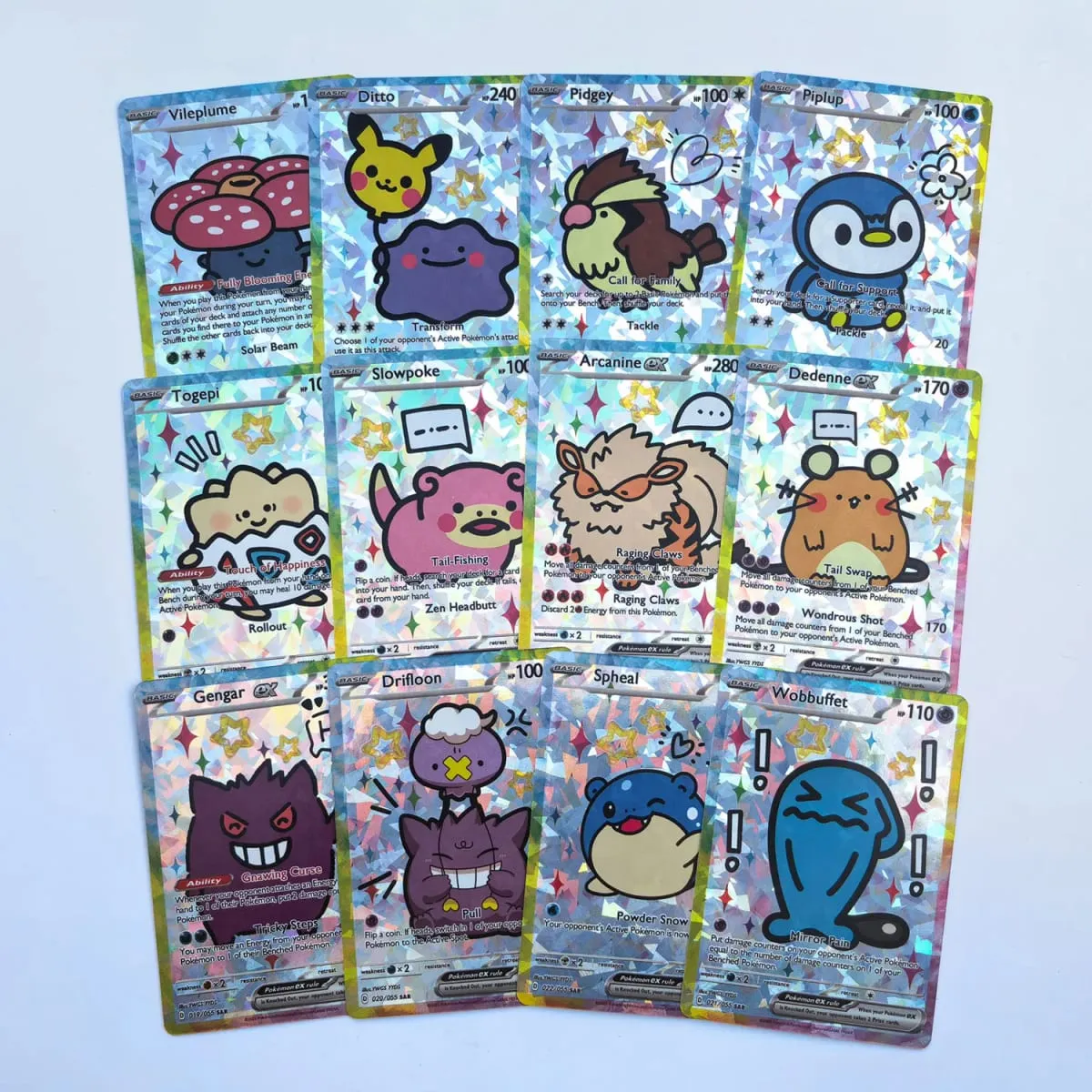 Γυαλιστερή 55 τεμ. Χαριτωμένη κάρτα DIY Pokemon Ολογραφική Έκδοση Anime Κλασική Συλλογή Κάρτες Gengar Charizard