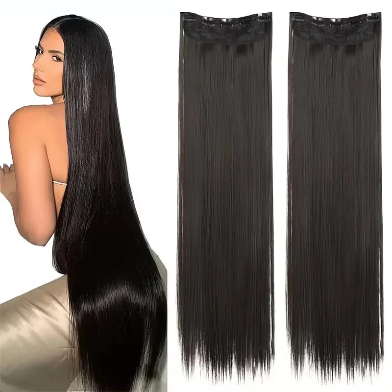 Clip in Hair Extensions Real Human Hair 26 Inch 120g Invisible Seamless Straight Remy Human Hair Clip in Extensions 1B Black