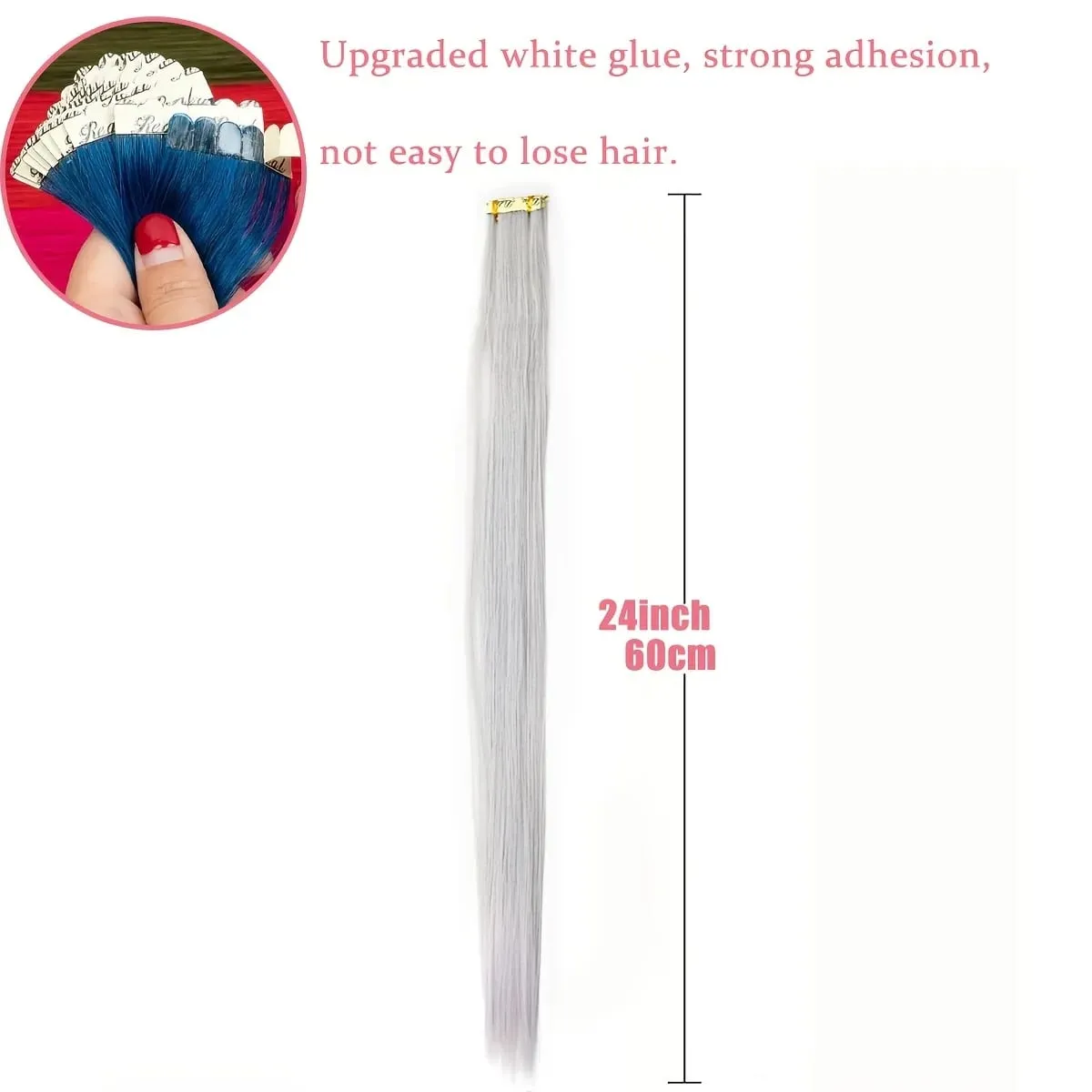 Ugeat Tape in Synthetic Hair Extensions 24' Machine Remy Hair Straight Hair Ombre Blonde Color Hair 3g/Pcs 30G/10 Pcs