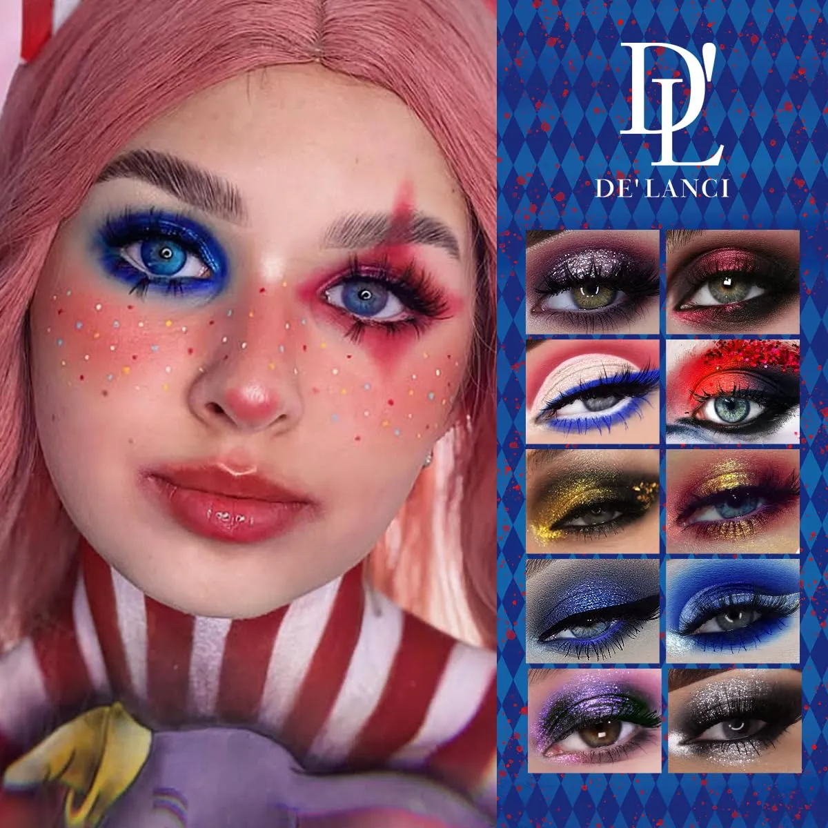 Ögonskuggspalett 12 färger Chameleon Metallic Silver Shimmer Svart Goth Clown Halloween Long Wear Vegansk ögonmakeup 17g