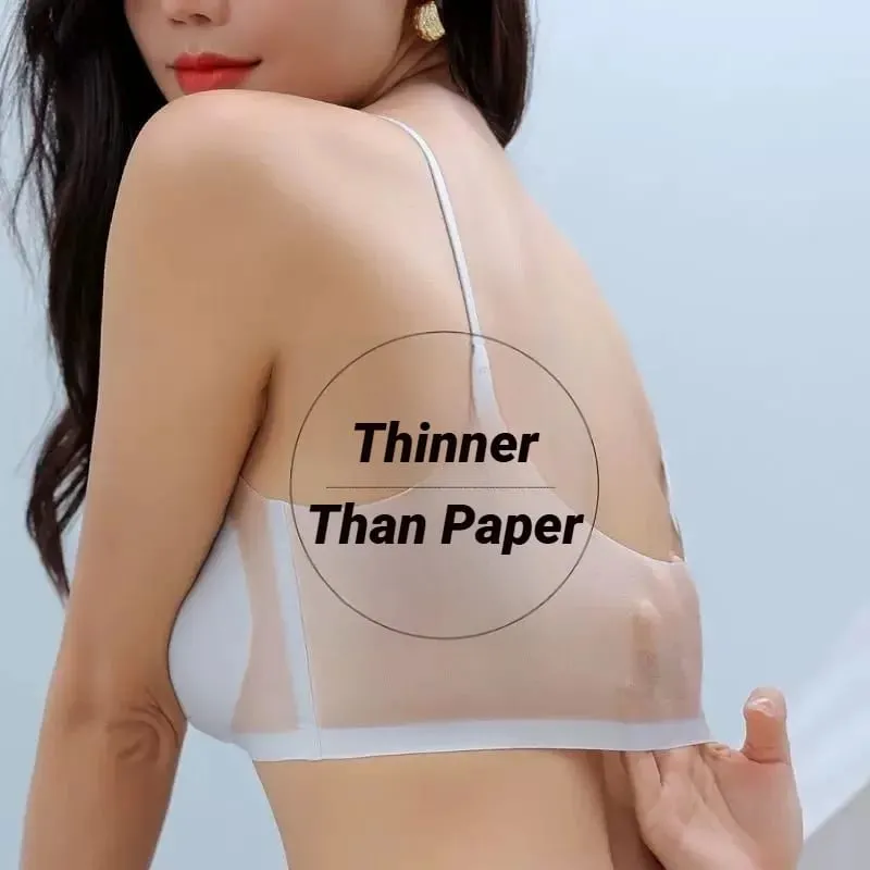 2026 Ultra-Thin Breathable Ice Silk Bra Lingerie Women'S Seamless Back Halter Vest Wraps Small Breasts Sexy And Comfortable Top