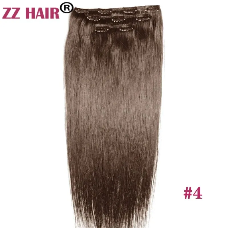 Clips In 100% Human Remy Hair Extensions 16"-28" 3 Pcs Set 100g-200g Three Pieces 1x20cm 1x15 cm 1x10cm Natural Straight ZZHAIR