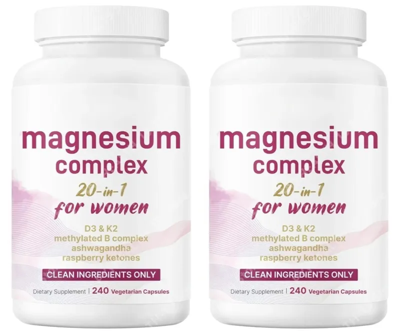 Magnesium Complex for Women Capsules with D3 K2 B12 Biotin & Ashwagandha for Energy Calm & Wellness Support 240 Capsules