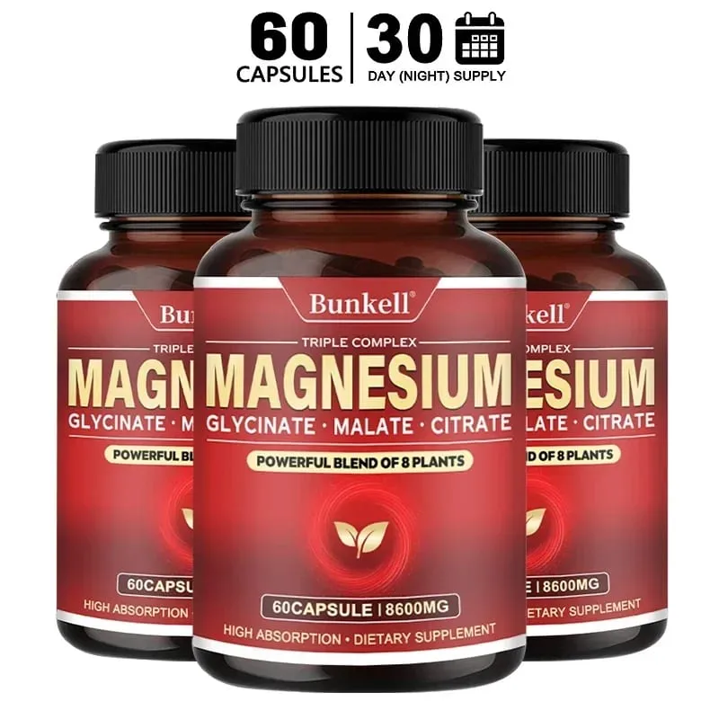 Citrato malato di magnesio glicinato ad alto assorbimento 100% chelato non OGM Vegetariano senza glutine 8 600 Mg 120 capsule