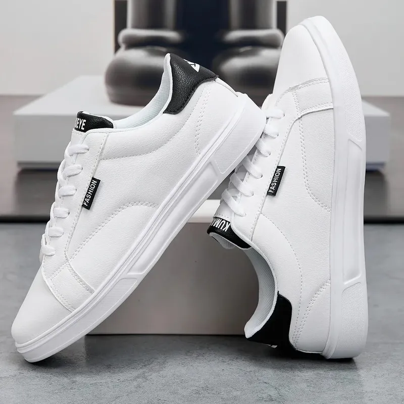 Män Skor Bekväma Fritidsskor För kvinnor Vitt läder Sneakers Lättvikt Promenad Platt Utomhus Sport Löpning Tennis Zapatillas — image 8