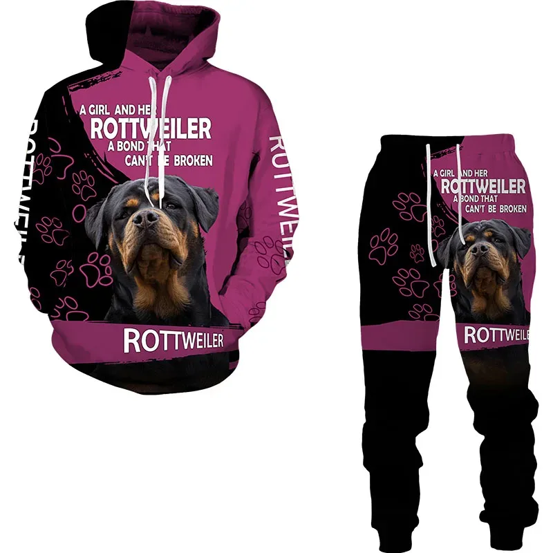 Divertido perro Animal 3D impreso Sudadera con capucha traje de hombre otoño Casual sudaderas pantalones de chándal moda conjunto de chándal de dos piezas ropa de hombre