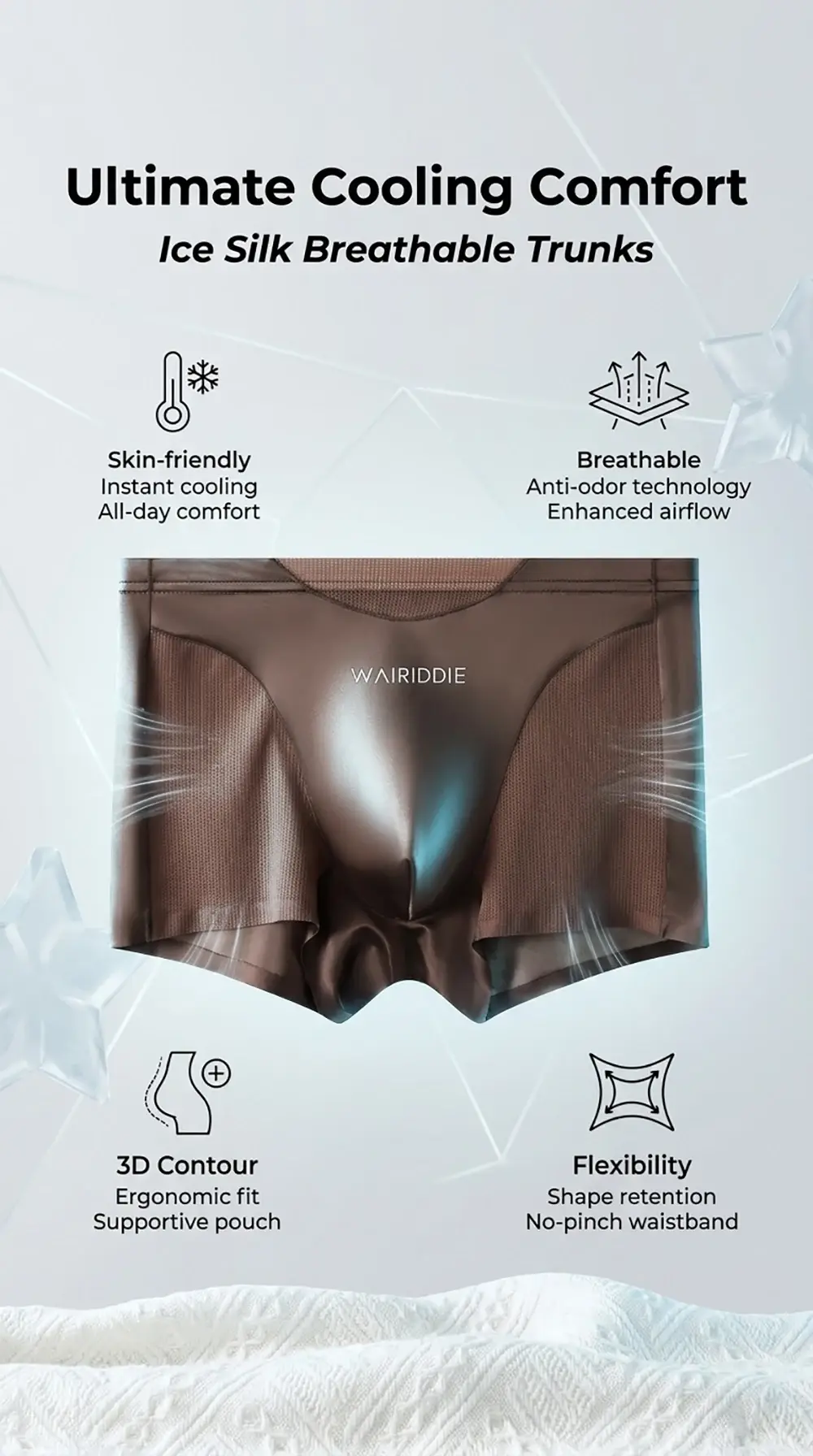 1/3PCS Luxury Satin-like Ice Silk Men Underwear Cool Breathable Double-side Mesh Men's Panties High Elastic Seamless Lingeries