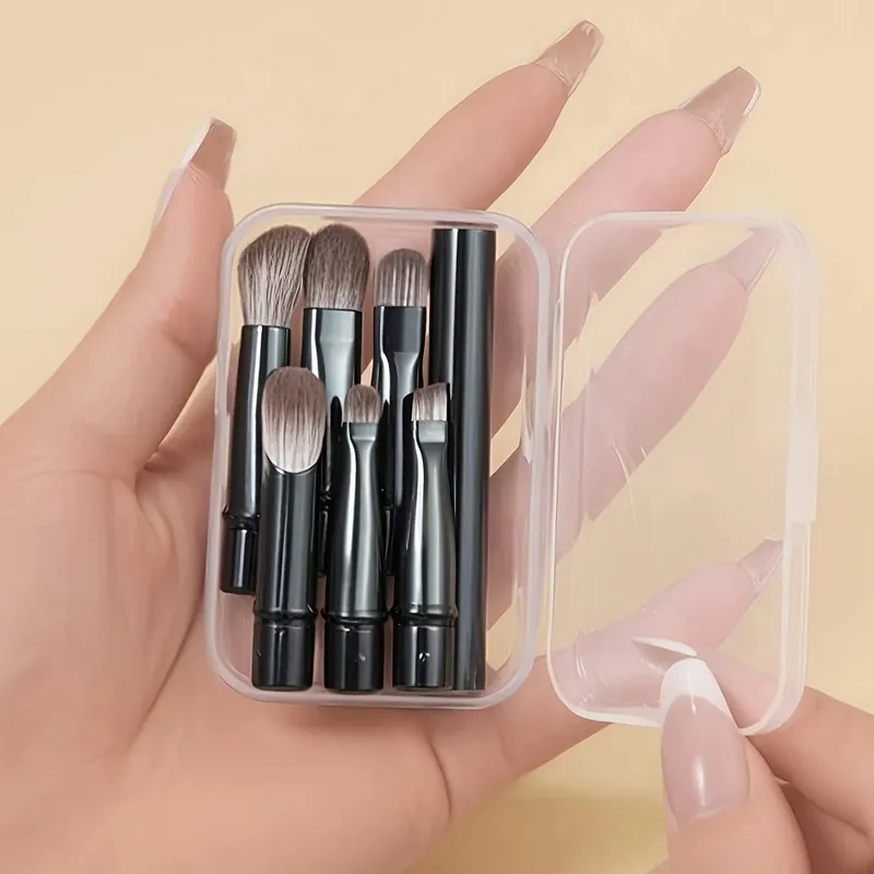 6 peças preto portátil maquiagem escova substituição cabeça conjunto nariz sombra escova conjunto de viagem