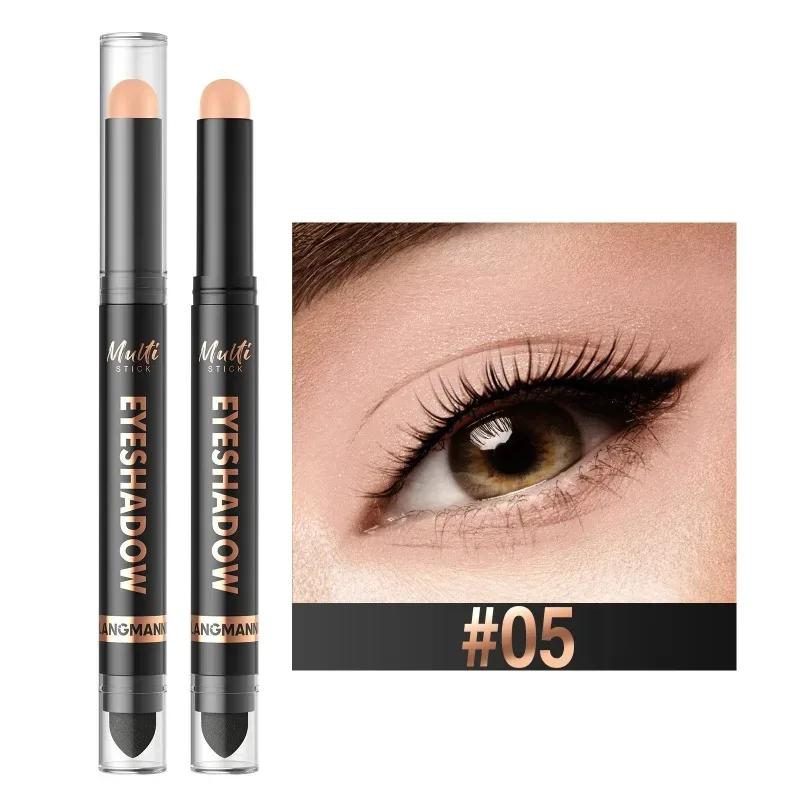 16 Colors Double Head Eyeshadow Stick Pearlescent Shimmer Brown High Waterproof Cream Eyes Shadow Pencil Long-Lasting Eye Makeup