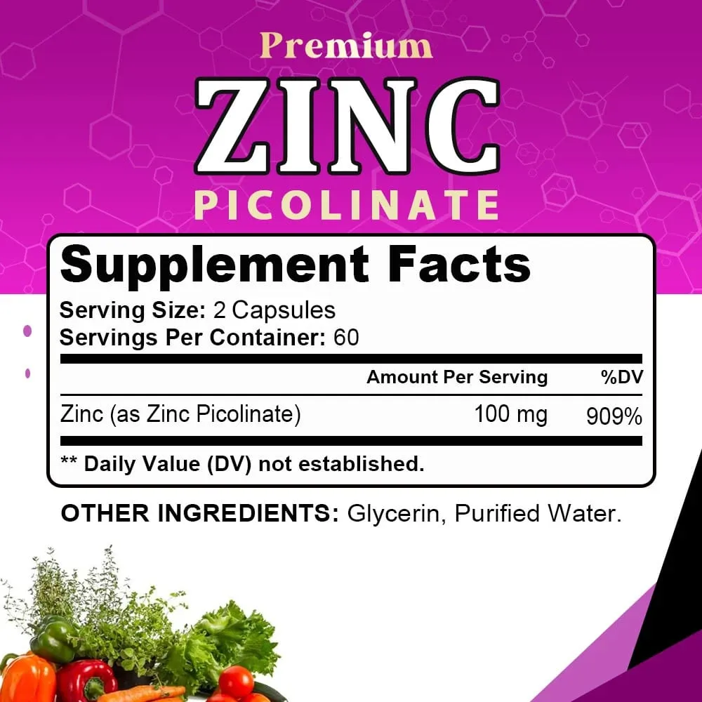 Picolinato de zinc 100 mg: la absorción superior de zinc aumenta el apoyo inmunológico, el sueño y la energía respaldan la salud respiratoria
