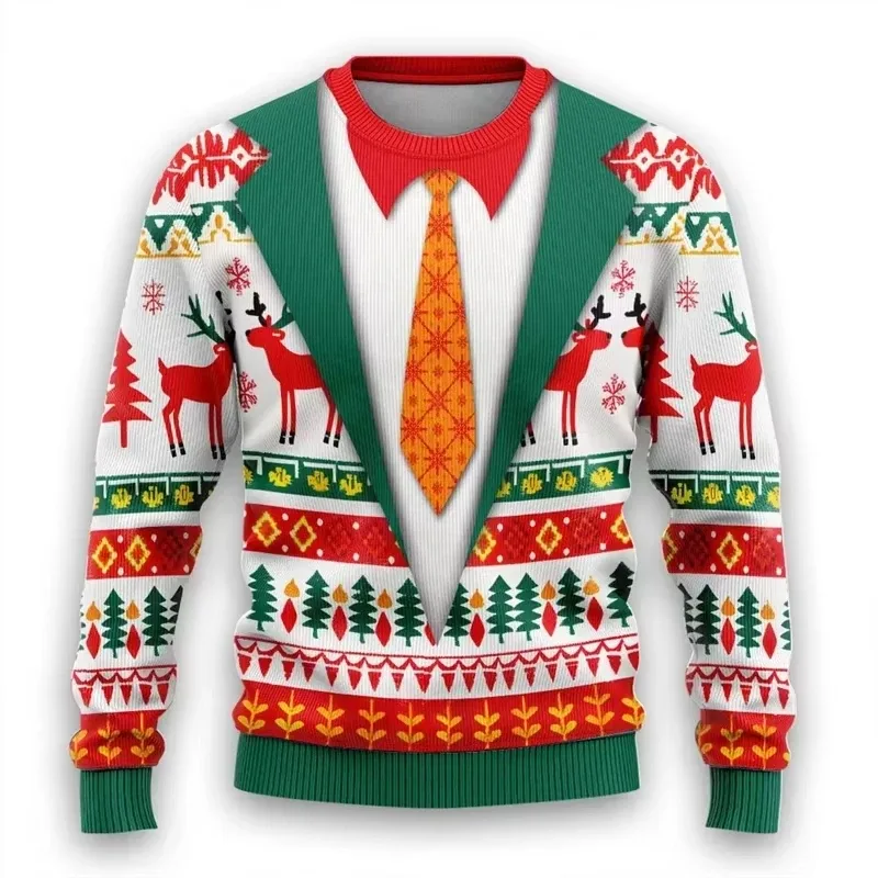 Moda 2026 feio camisola de natal engraçado natal gráfico moletom papai noel cosplay pullovers menino crewneck poliéster agasalho