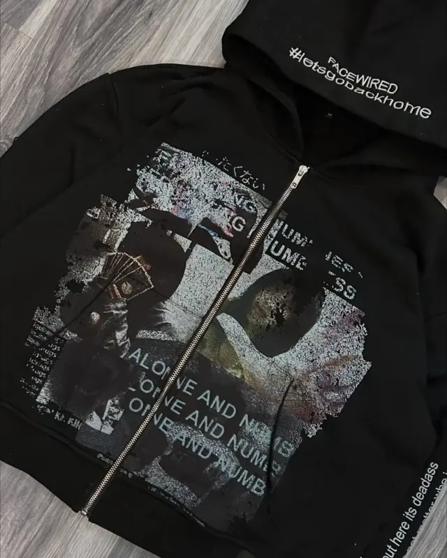 Harajuku Casual Letter Zip Oversized Hoodie Grunge Streetwear Gothic Sweatshirt Hoodies Women Tops Men Clothing Goth Y2k Clothes