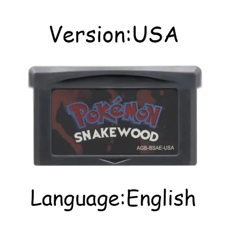 GBA Pokemon Game Cartridge 32-Bit Video Game Console Card AshGray Liquid Crystal Light Platinum Moemon Emerald English Language
