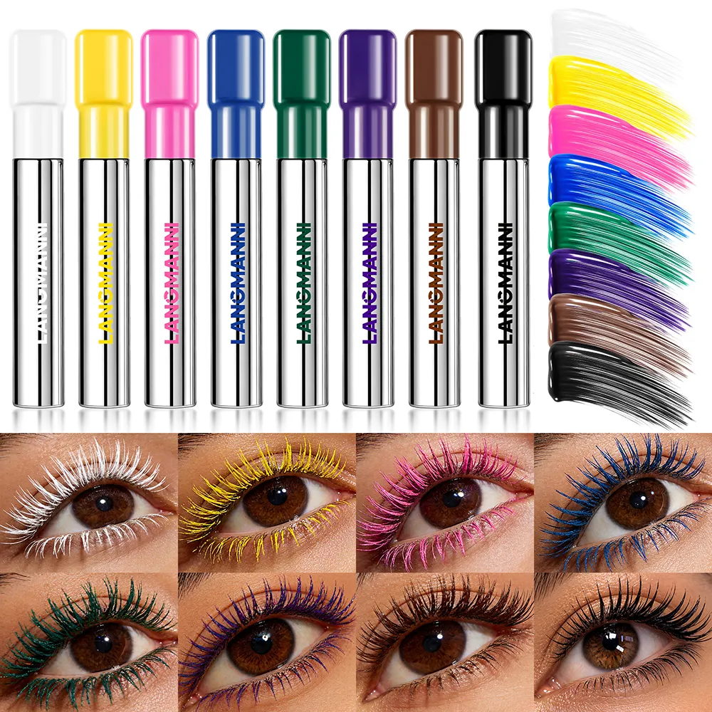 Colorful Blue Mascara Lengthens Eyelashes Extension Thick Fiber Curling Waterproof Green White Pink Black Eye Makeup Cosmetics