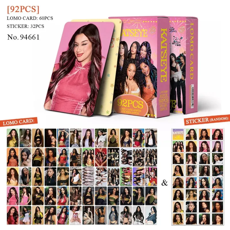92pcs KATSEYE New Album PINKY UP Photo Card Photocards Stickers Kpop Merch Lomo Cards Set Fans Collection Cards Gifts