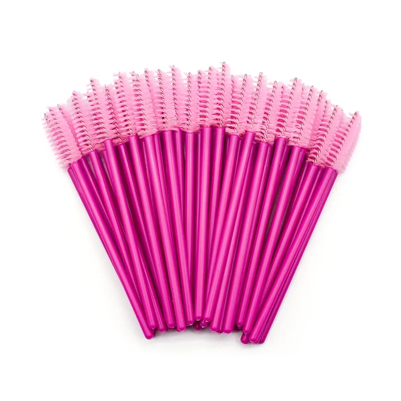 50pcs Disposable Eyelash Brushes Extension Rose Red Eyebrow Brush Mascara Wand Eye Lashes Cosmetic Tool Set Makeup Beauty