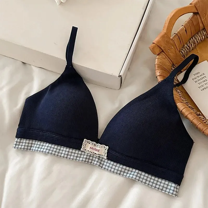 Teen Girls Soft Seamless Wireless Bra Triangle Cup Push Up Thin Padded Small Bust Side Support Anti Sagging Daily Wear