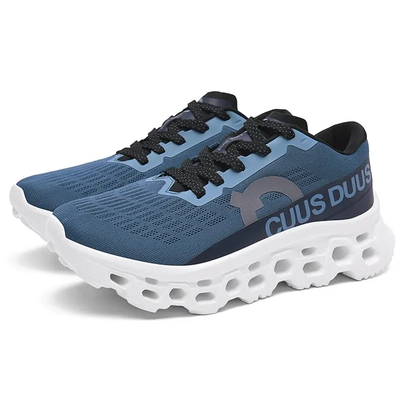 Men's running shoes hollow cushioning thick soled sneakers breathable mesh lightweight non-slip sneakers outdoor fitness shoes