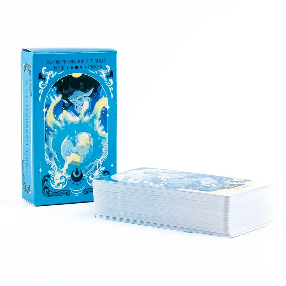 Sea in Moonlight New Moon Tarot Cards English Version 78PCS Ocean Themed Emotional Healing Divination Board Game Tarot Cards