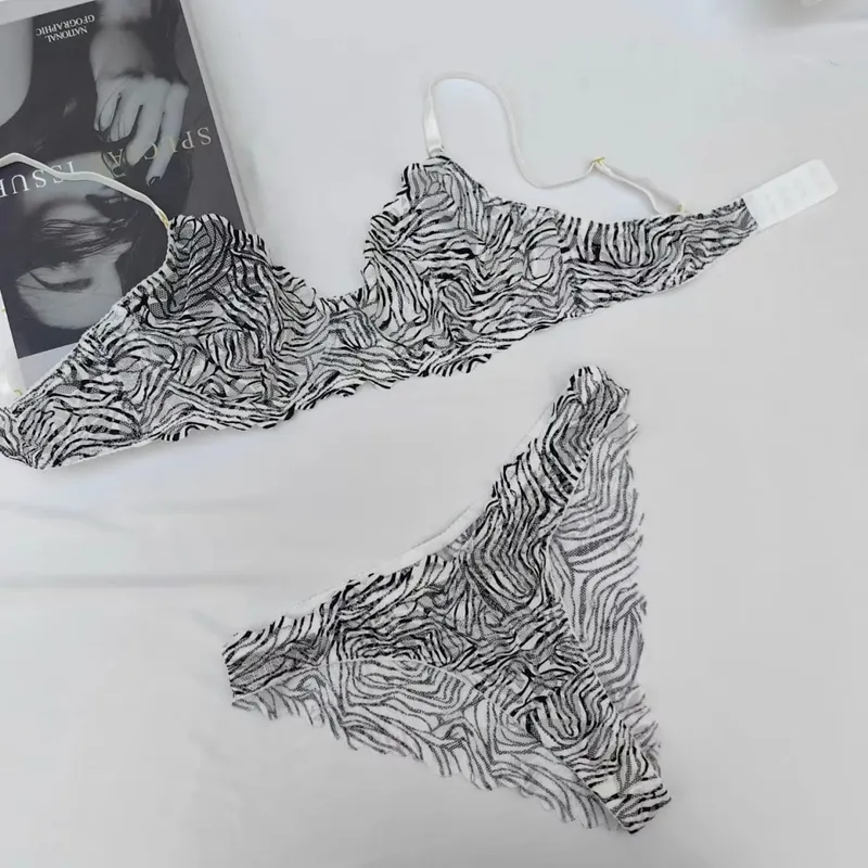 Summer Ultra Thin Women Lingerie Set Sexy Leopard Print Bra French Lace Flowers Embroidery Underwear Breathable Intimates Bras
