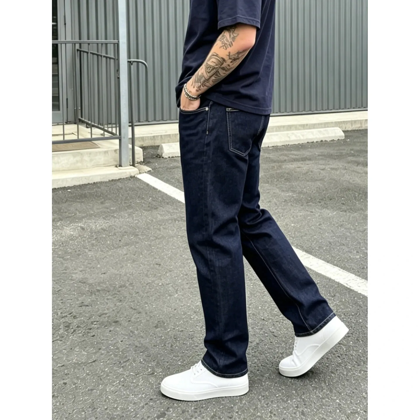 Classic Men Jeans Pure Color Stretch Skinny Man Pants Comfort Denim Straight Fit Minimalist Street High Quality